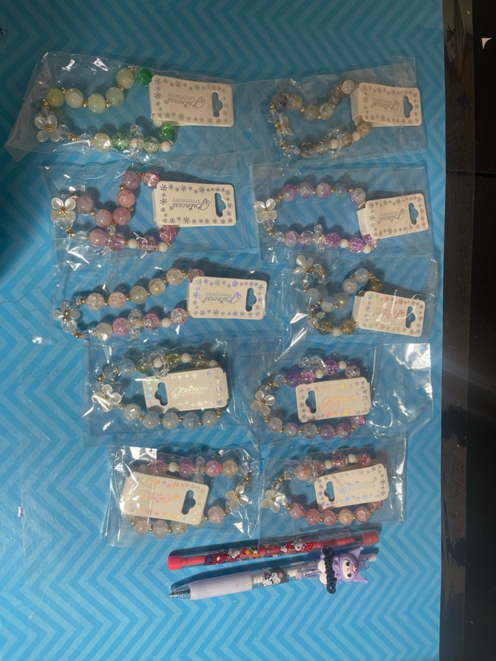 Assorted Beaded Floral Charm Bracelets - Pastel Mix